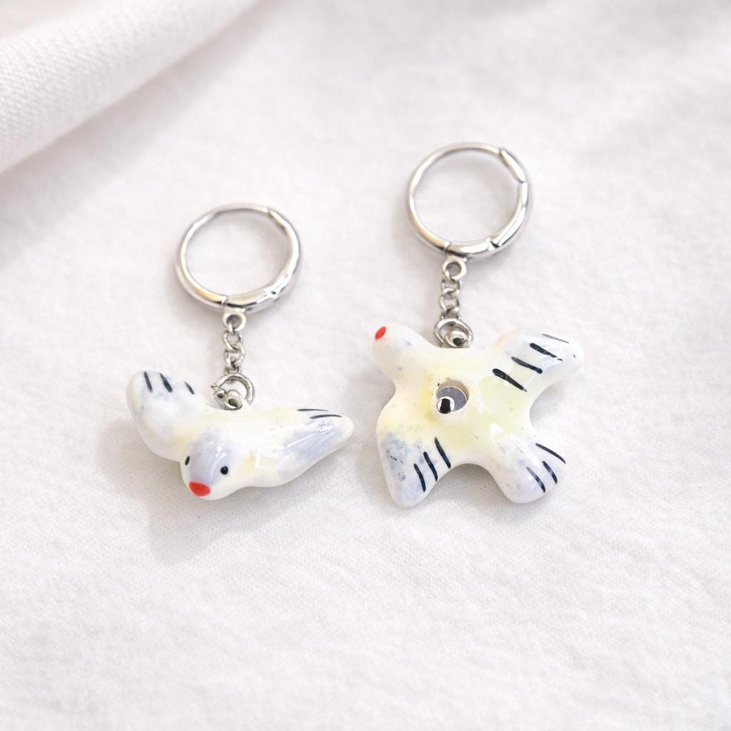 Ceramic Dove Earrings | Hand-Painted Porcelain Jewelry