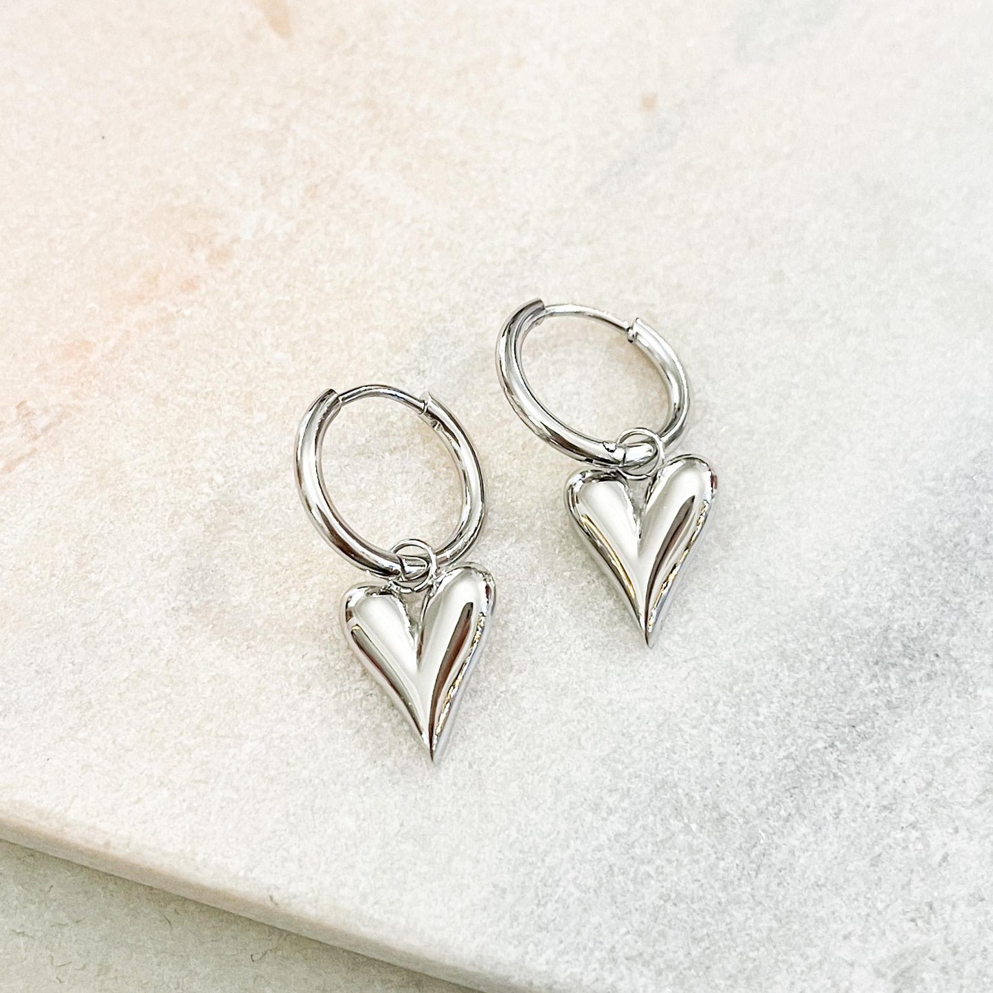 Puffy Heart Huggie Hoop Earrings • Minimalist Romantic Jewelry • 2-in-1 Removable Hoops