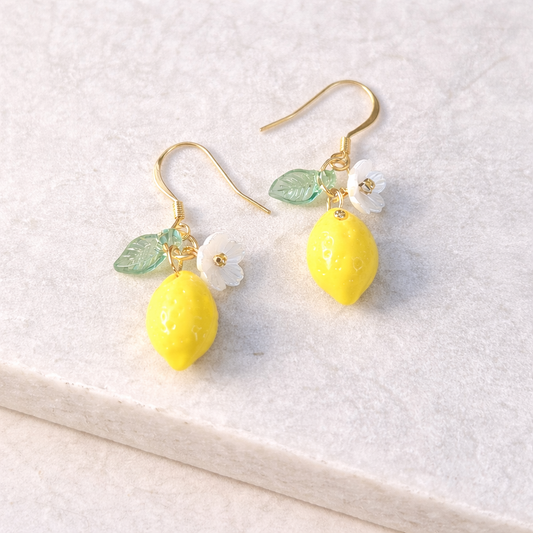Lemon Charm Drop Earrings – Cute Fruit Jewellery 🍋