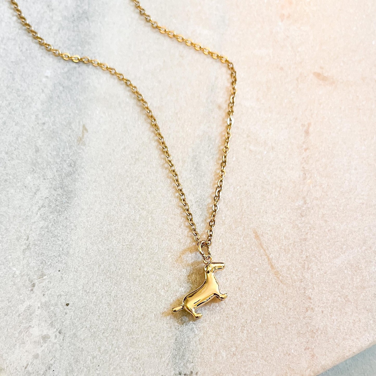 Gold Dachshund Necklace, Puppy Lover Jewelry, Minimalist Sausage Dog Charm, Pet Memorial Gift