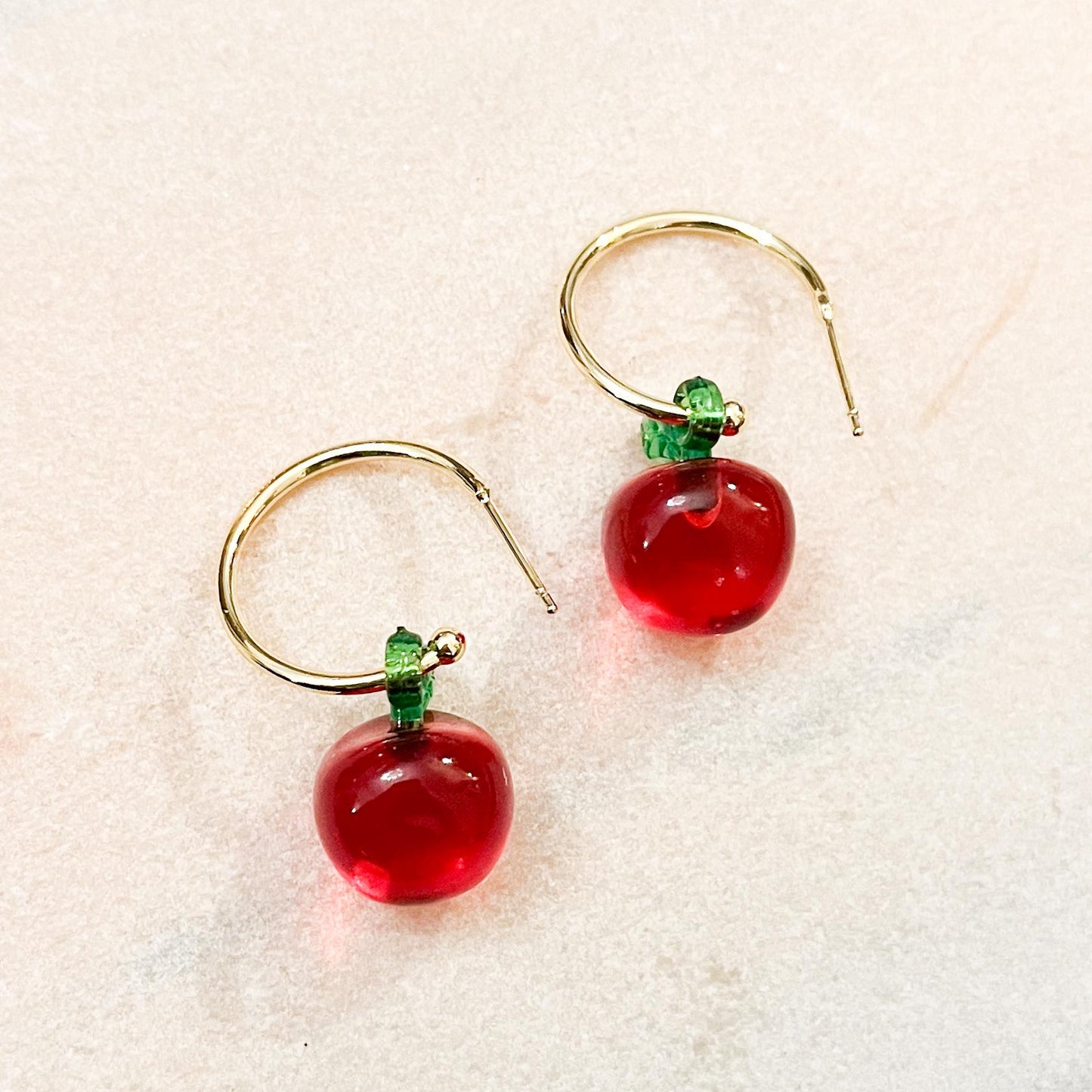 Apple Hoop Earrings, Cute Red Apple Earrings, Fruit Jewellery, Quirky Earrings, Teacher Gift, Playful Everyday Earrings