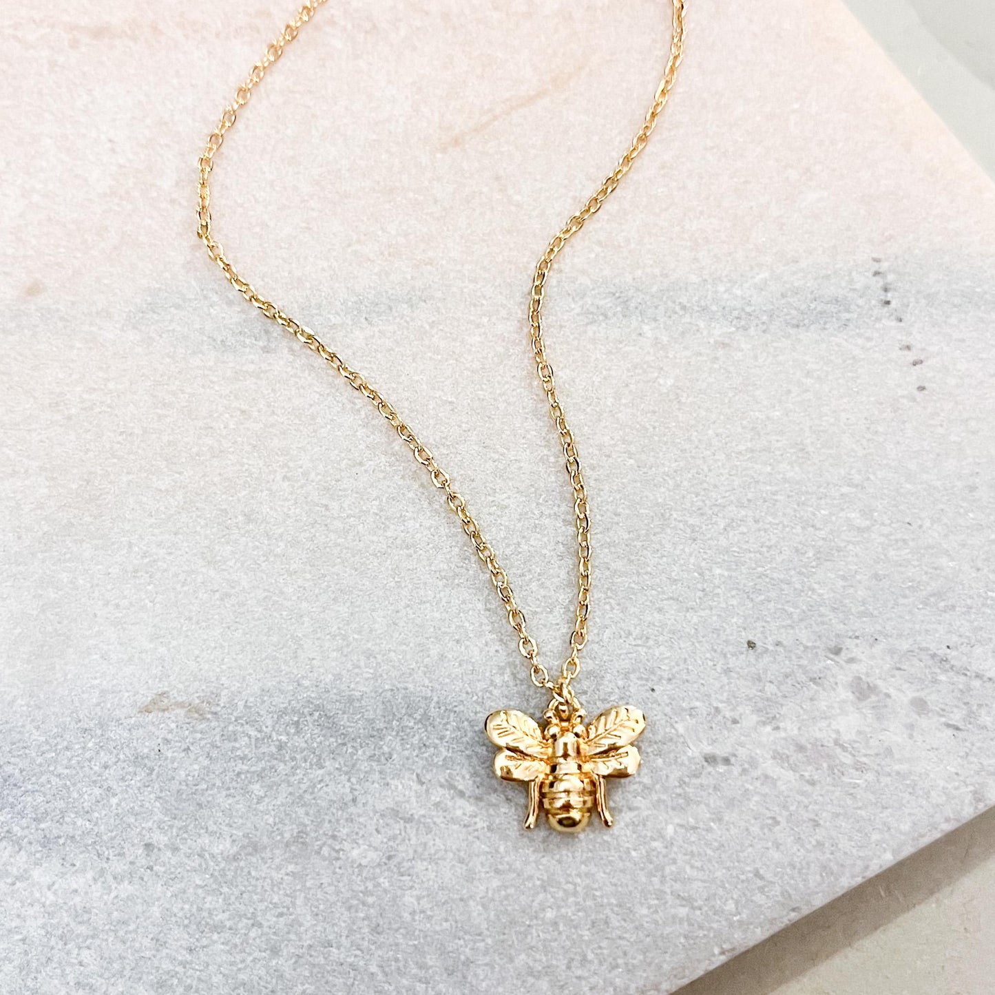 Dainty Bee Necklace in Gold or Silver • Minimalist Bumblebee Pendant • Nature Inspired Jewelry Gift for Her • Tiny Honey Bee Charm