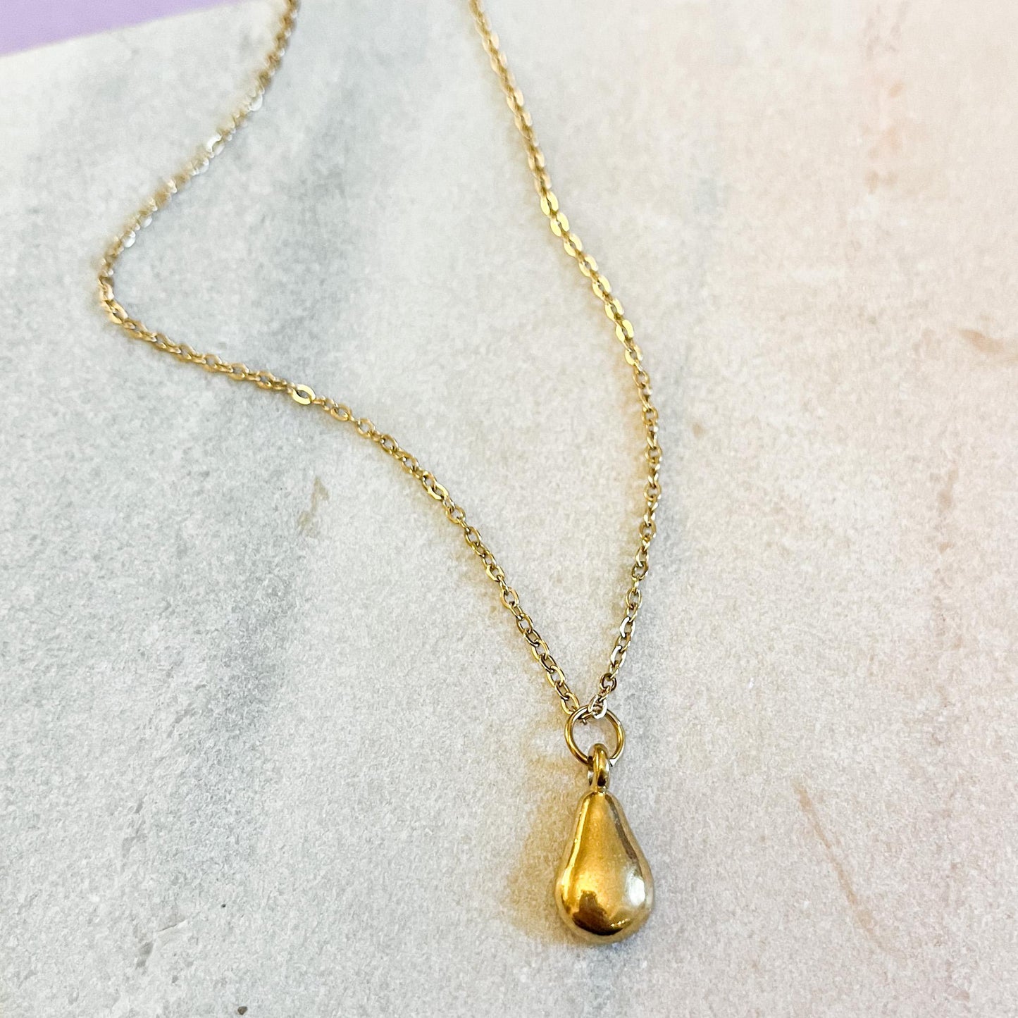 Simple Gold Avocado Necklace, Foodie Jewelry, Minimalist Fruit Charm, Stainless Steel Gift for Her