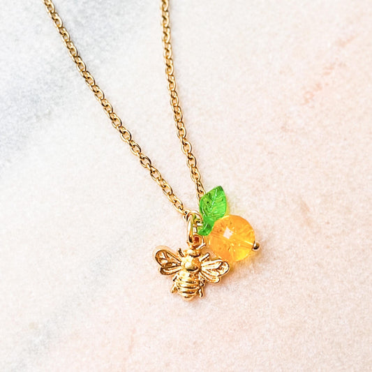 Bee Charm Necklace, Honey Bee Pendant Necklace, Nature Jewellery, Cute Gold Charm Necklace, Gift For Her, Bee Lover Gift