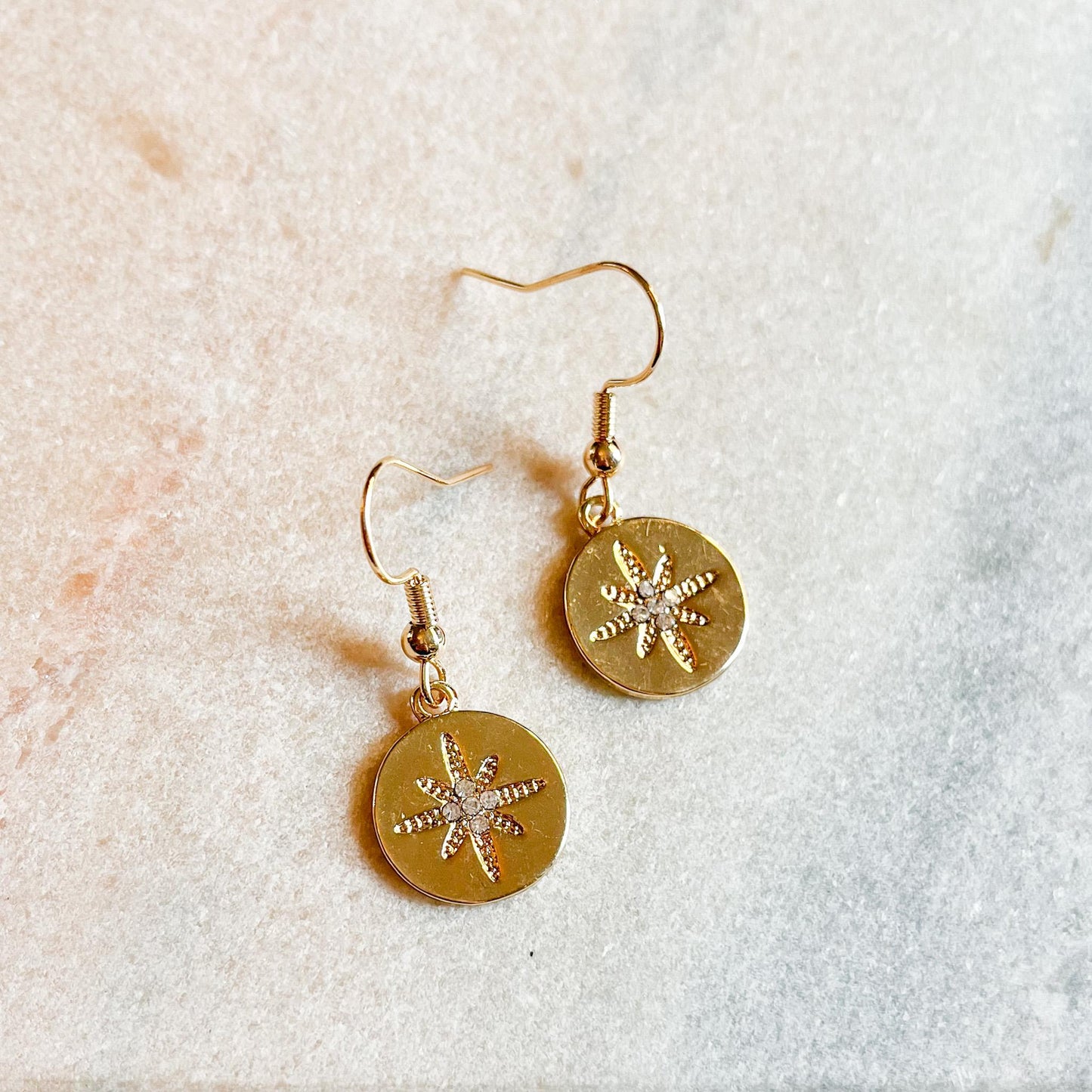 Gold Star Drop Earrings, Celestial Earrings, Dainty Star Charm Earrings, Minimalist Gold Jewellery, Gift for Her