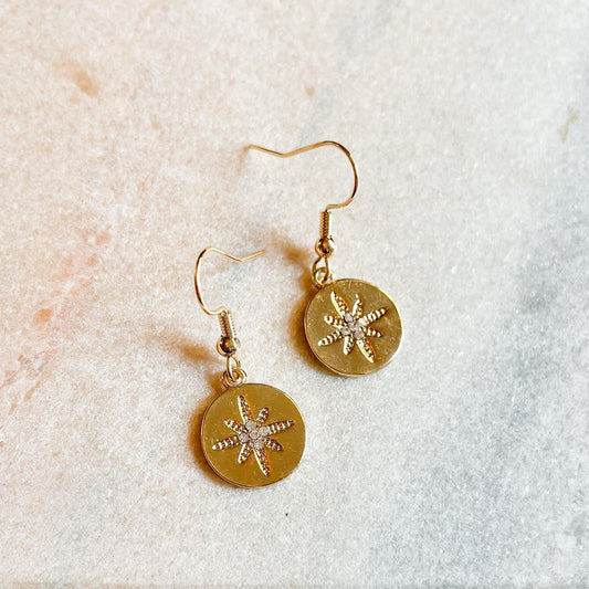 Gold Star Drop Earrings, Celestial Earrings, Dainty Star Charm Earrings, Minimalist Gold Jewellery, Gift for Her