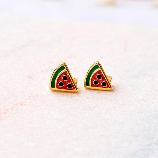 Tiny Watermelon Stud Earrings, Cute Fruit Studs, Summer Jewellery, Colourful Earrings, Gift for Her, Fun Food Earrings