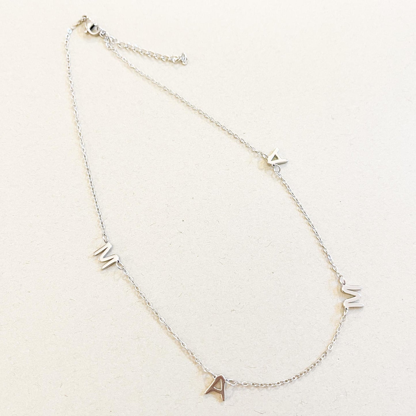 Letter MAMA Necklace in Gold & Silver • Dainty Station Mother's Day Gift • Modern Minimalist Mom Jewelry • New Mom Gift •
