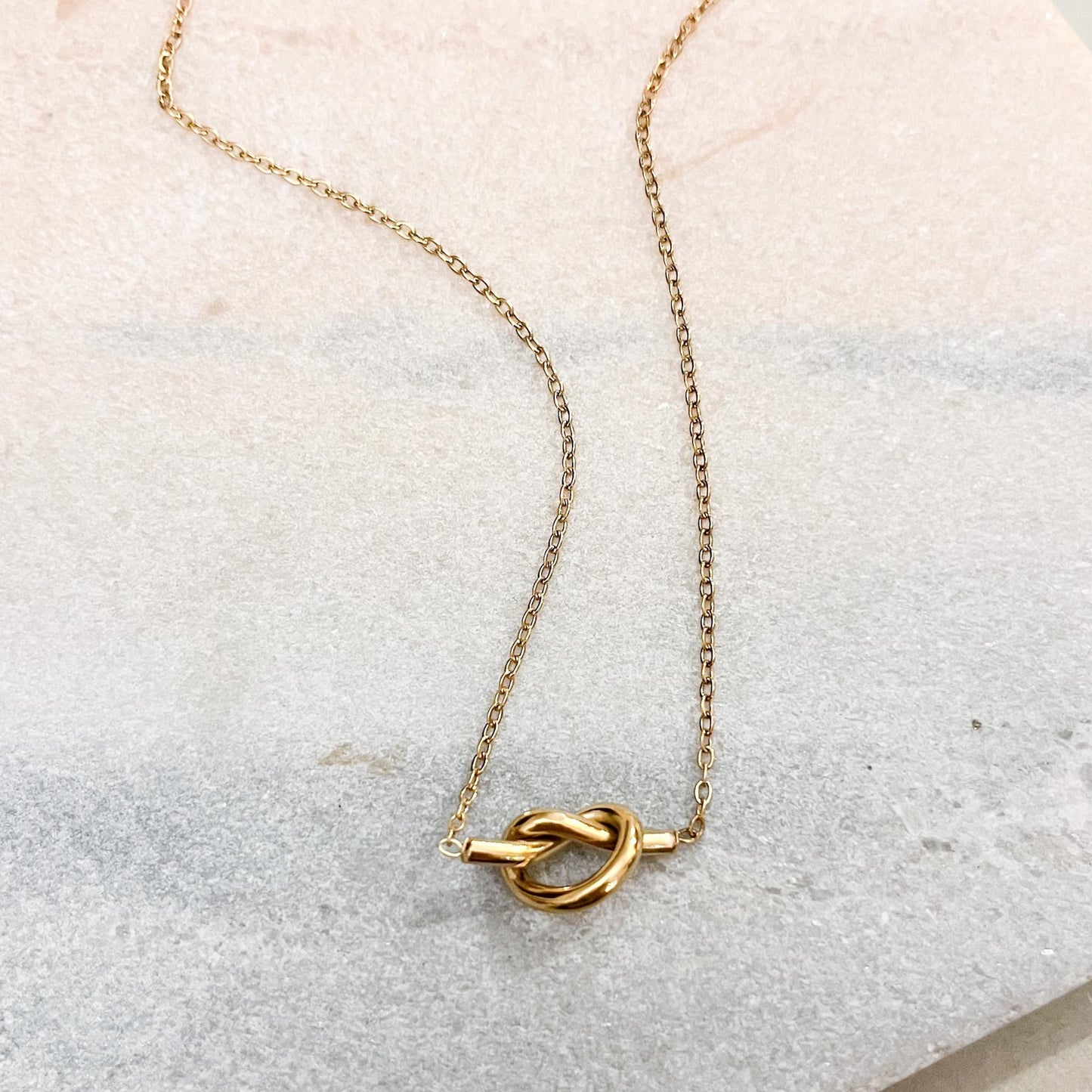 Gold Sailor Knot Necklace - Minimalist Statement Pendant - Bridesmaid Proposal Gift - Classic Knot Jewelry for Everyday Wear