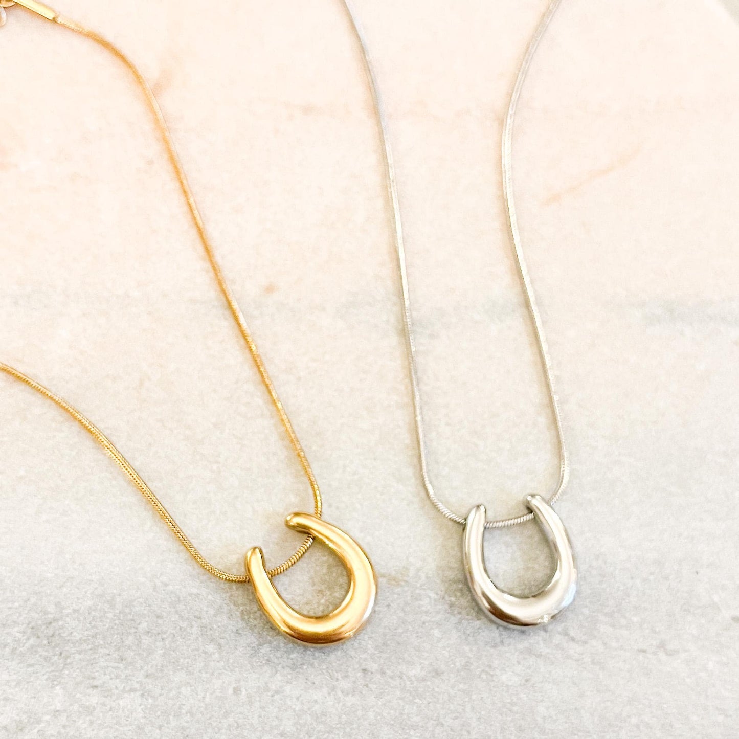 Dainty Horseshoe Necklace in Gold & Silver • Lucky Charm Jewelry for Her • Modern Minimalist Horseshoe Pendant • Good Luck Gift •