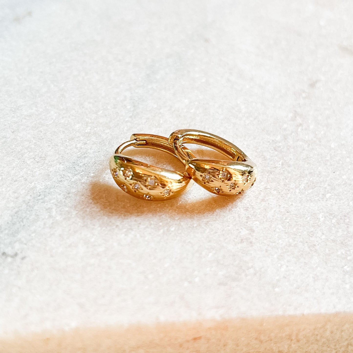 Gold Star Huggie Earrings, Celestial Hoop Earrings, Tiny Star Hoops, Dainty Gold Earrings, Minimalist Everyday Jewellery