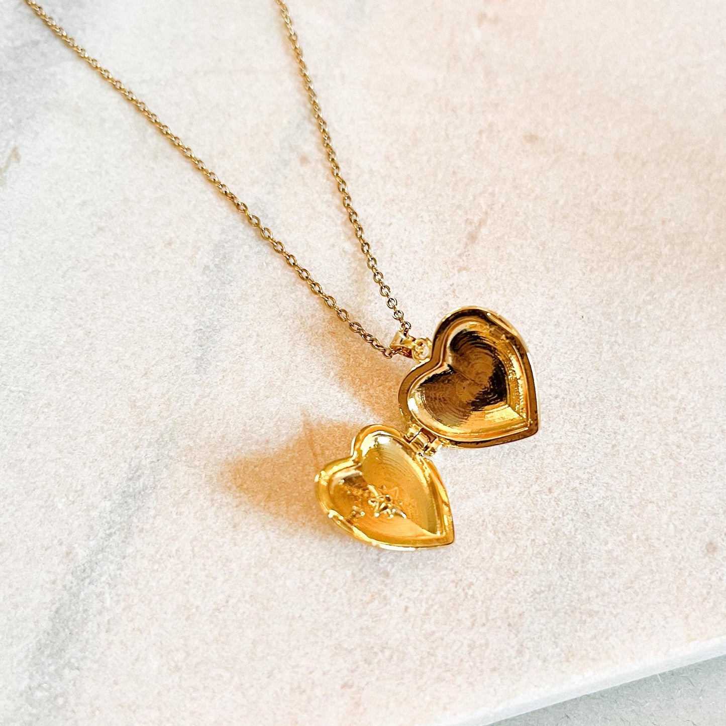 Heart Locket Necklace Gold Photo Charm Pendant, Sentimental Keepsake Jewelry