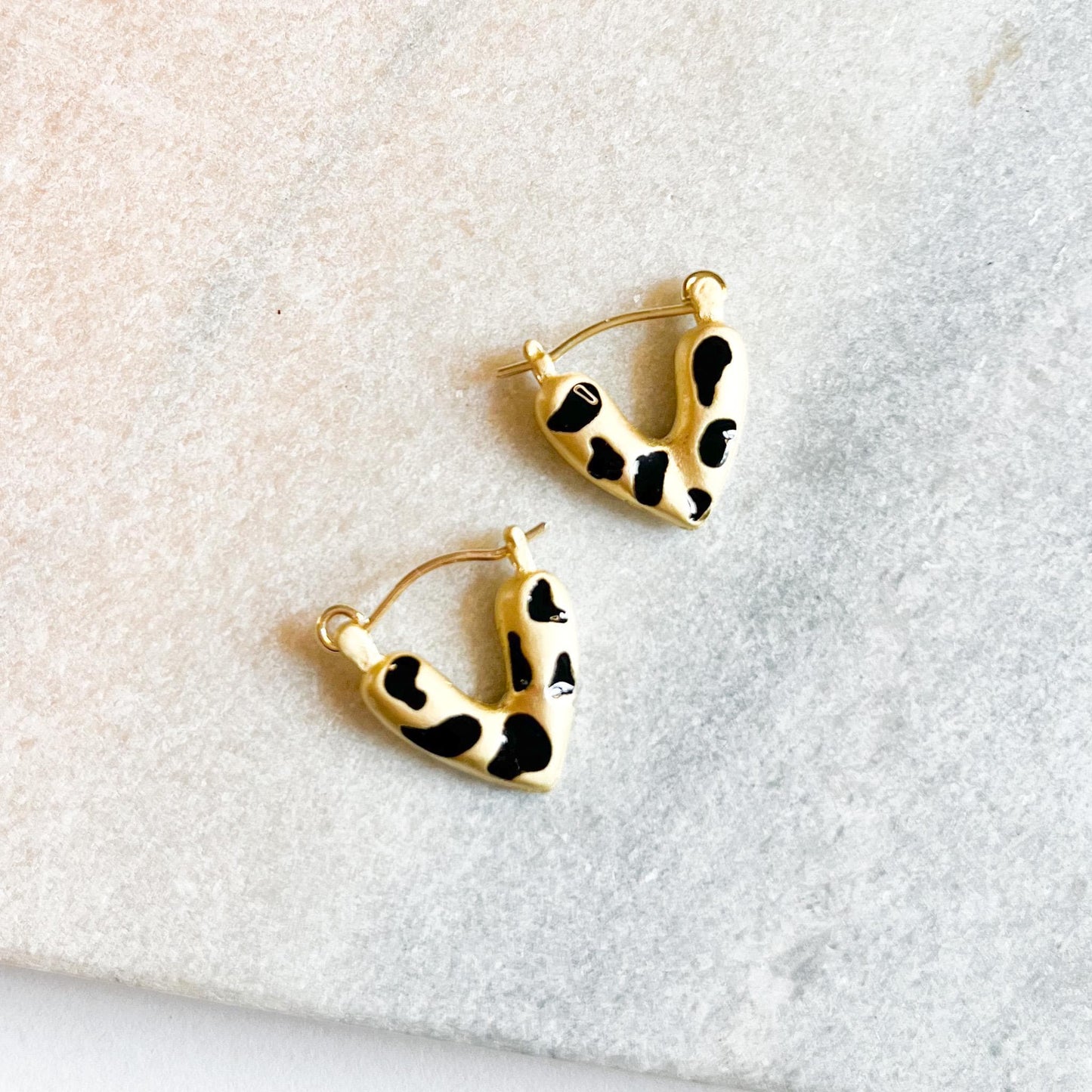 Leopard Print Heart Earrings, Cute Heart Earrings, Animal Print Jewellery, Y2K Earrings, Fun Statement Earrings