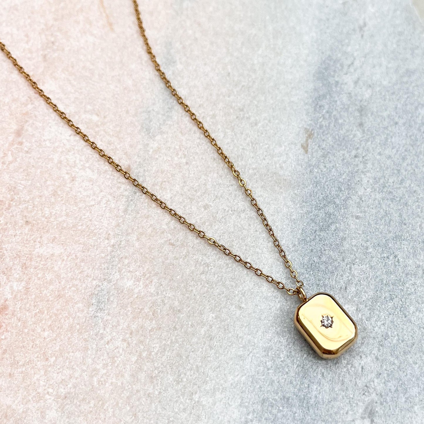 Gold Starburst Necklace • Dainty Cubic Zirconia Celestial Pendant • Minimalist North Star Teardrop • Gift for Her