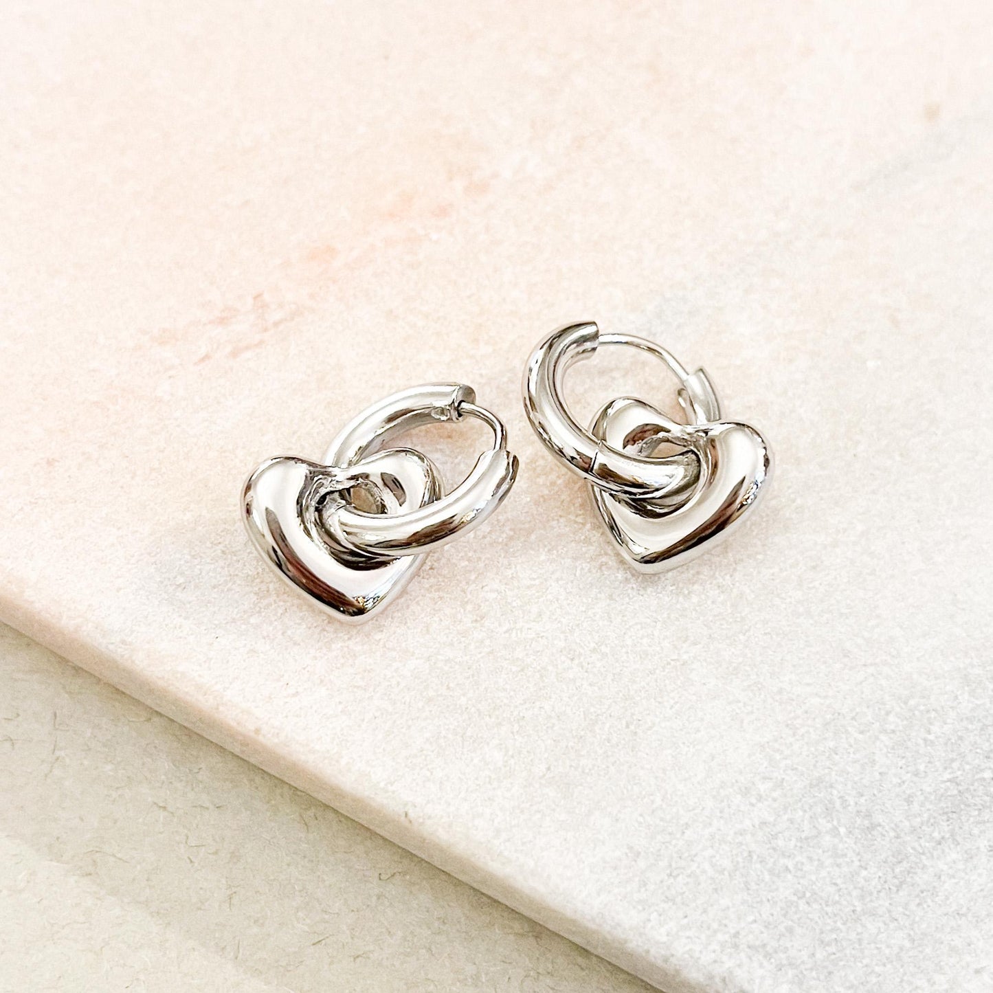 Removable Puffy Heart Huggie Hoop Earrings – Gold or Silver, 2-in-1 Minimalist Hoops
