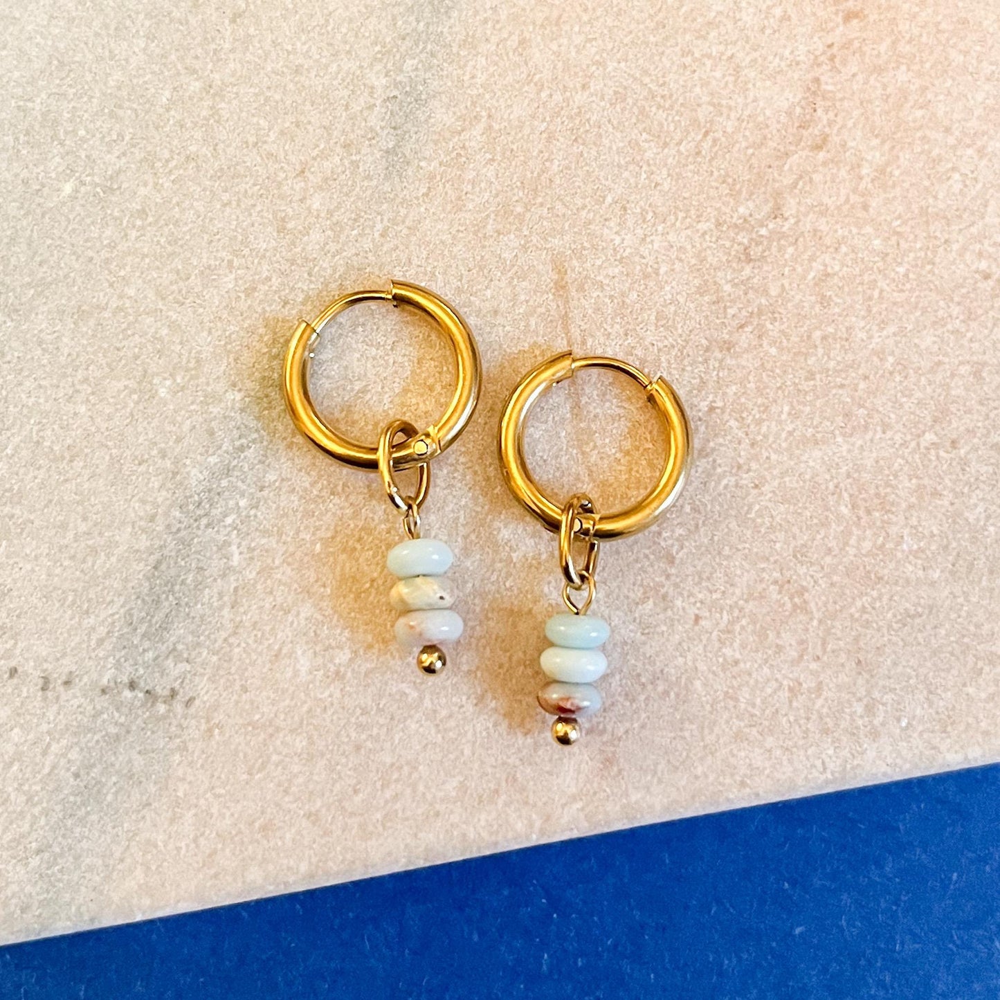 Natural Gemstone Stack Huggie Hoops | Tiny Beaded Earrings | Stainless Steel Hoop Earrings | Minimalist Gift