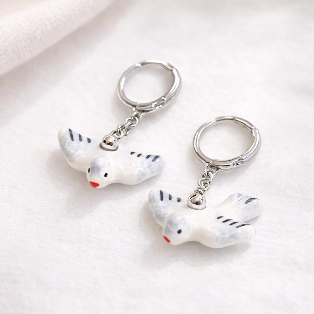 Ceramic Dove Earrings | Hand-Painted Porcelain Jewelry