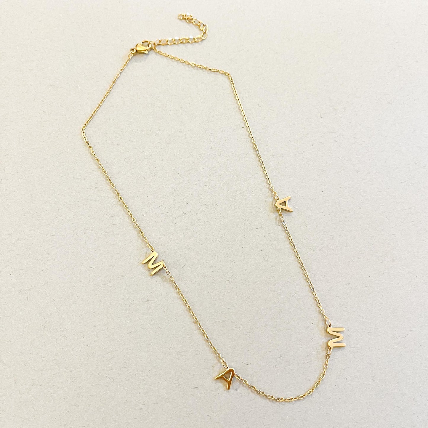 Letter MAMA Necklace in Gold & Silver • Dainty Station Mother's Day Gift • Modern Minimalist Mom Jewelry • New Mom Gift •