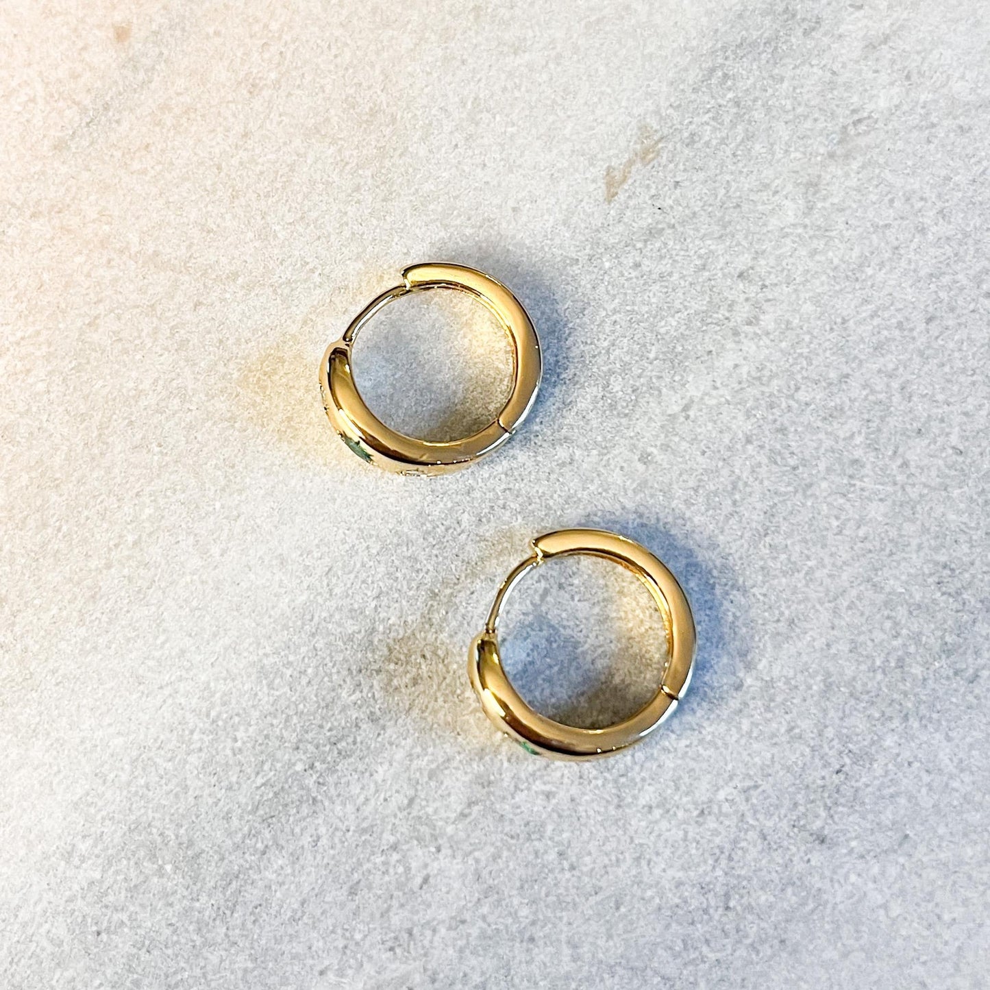 Emerald Green Cubic Zirconia Gold Plated Huggie Hoops