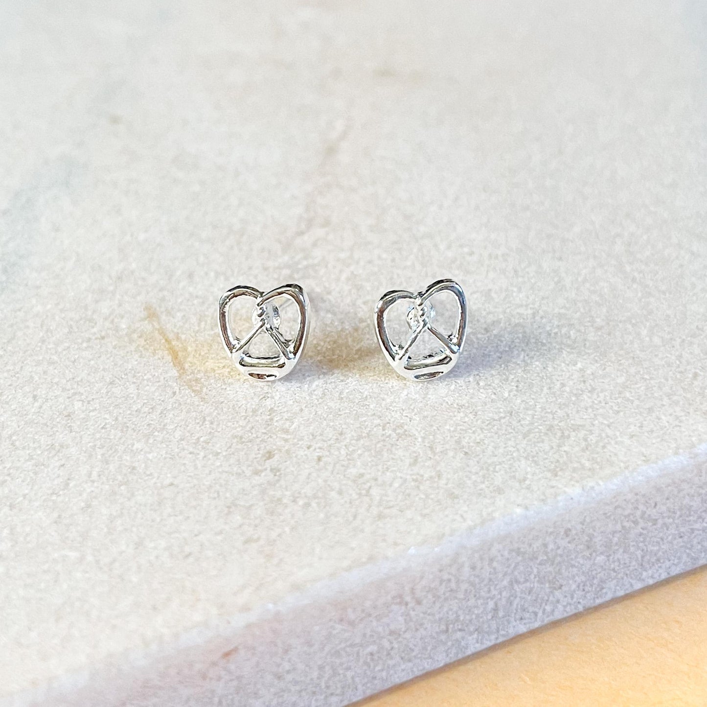Gold Pretzel Stud Earrings | Tiny Foodie Gift for Baker, Quirky Miniature Pastry Jewelry, Unique Galentine Gift