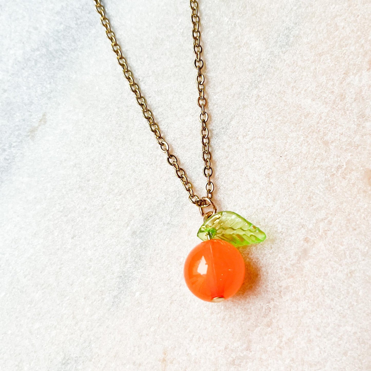 Strawberry Charm Necklace, Orange Fruit Pendant Necklace, Cute Gold Charm Necklace, Summer Jewellery, Gift For Her, Dainty Fruit Necklace